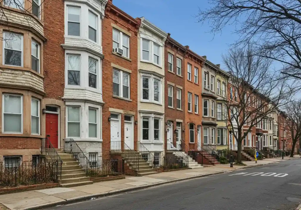 Philadelphia row homes in the neighborhood of Point Breeze, representing emerging market opportunities for investment