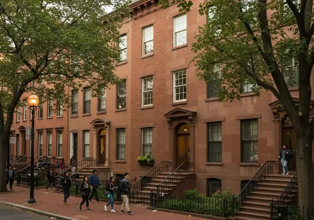 Classic brownstones in the University City neighborhood of Philadelphia