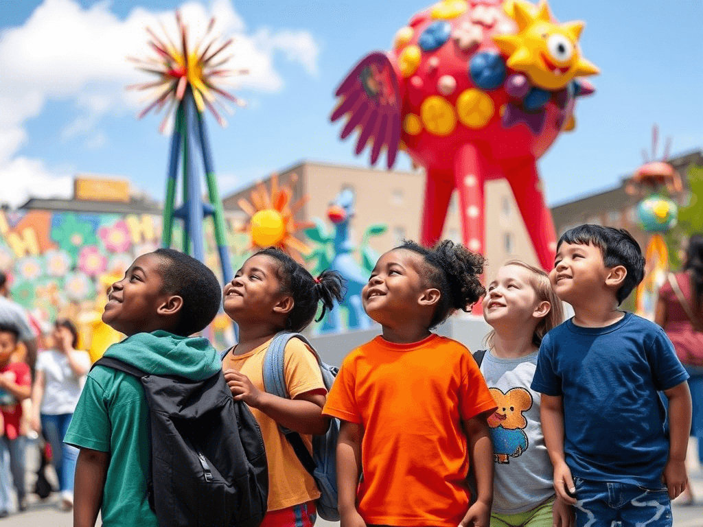 Bronx children look with awe at the art of The Hub