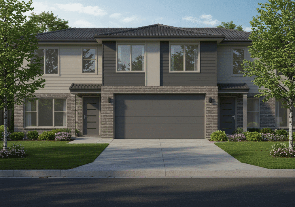 a brand new garage attached to a home
