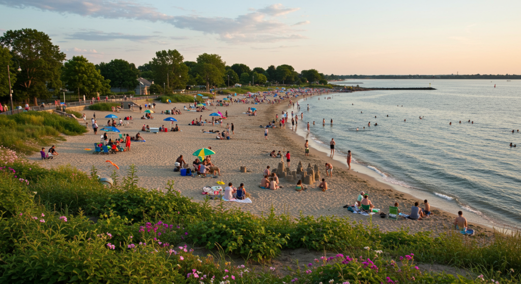 People enjoying their summer in Pelham bay park