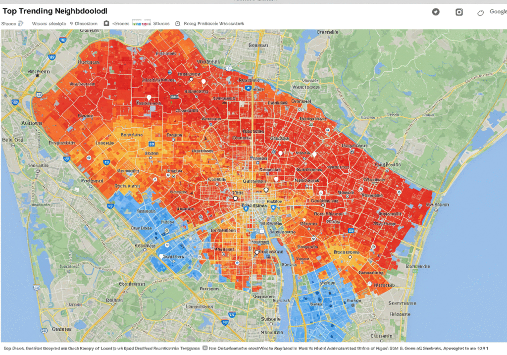 Map with top searches highlighted