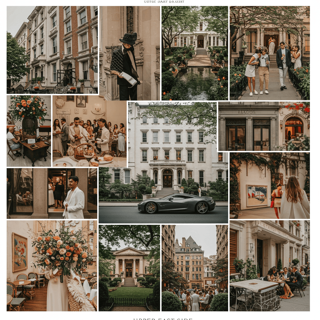 A digital Mood board showcase what the upper east side would like.