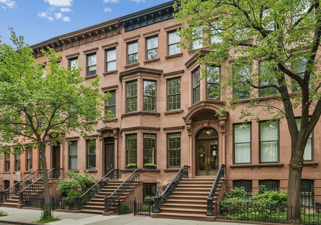 Brooklyn brownstone with classic architectural details in Park Slope"