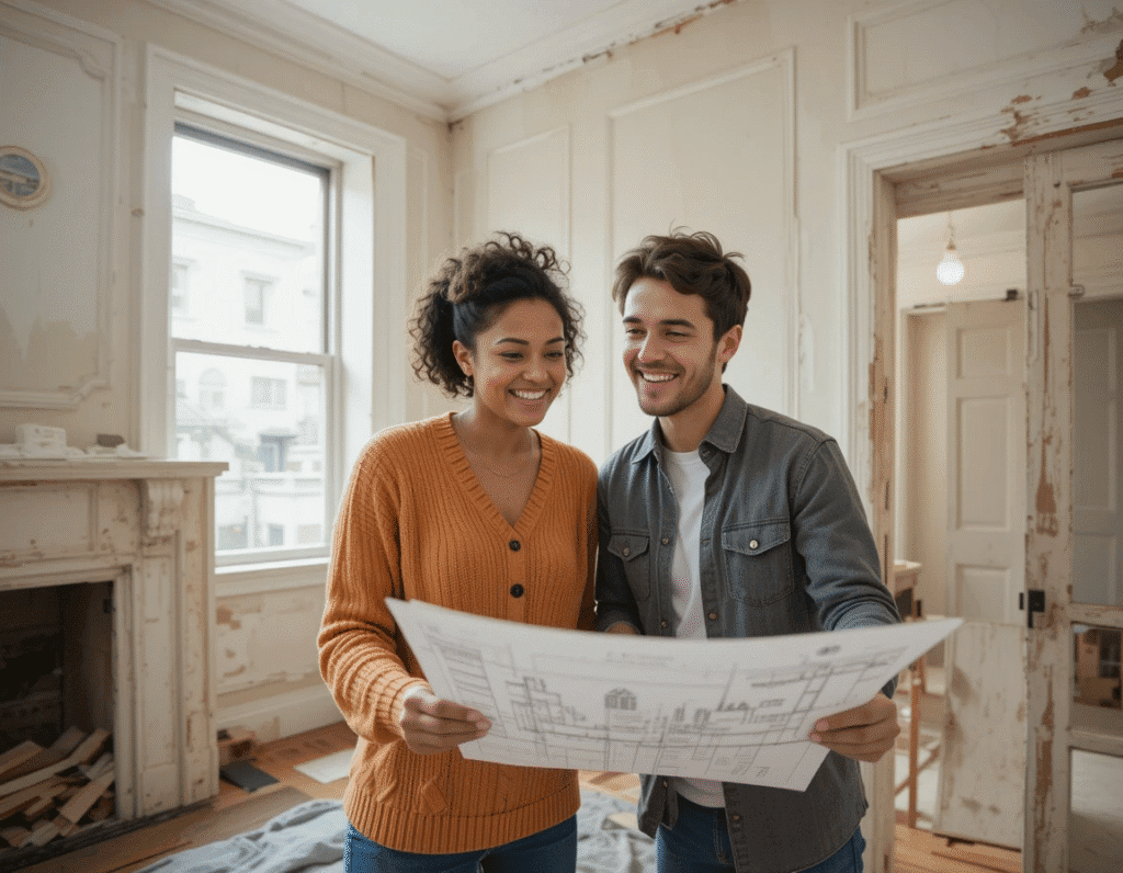 "Young couple renovating their Crown Heights townhouse"