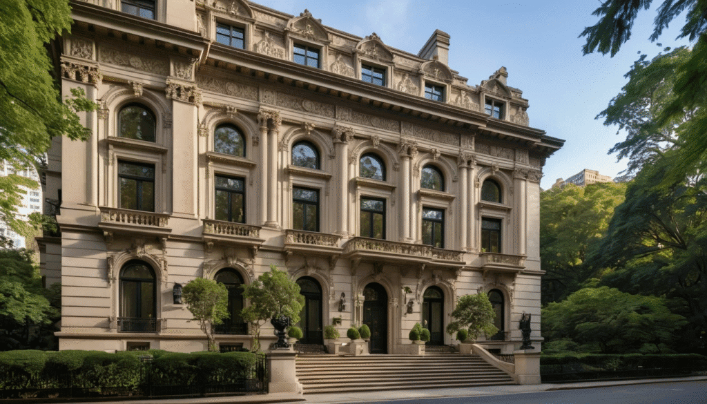 Magnificent Beaux-Arts mansion on Fifth Avenue's Gold Coast with ornate limestone facade and palatial proportions