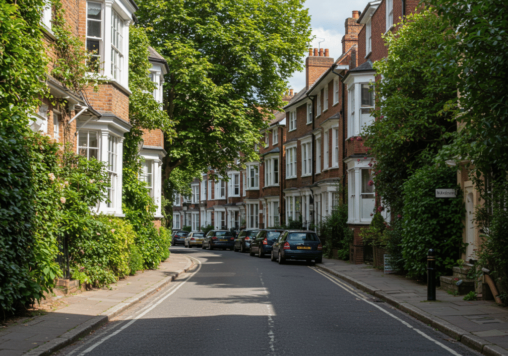 Small side street with small townhouses