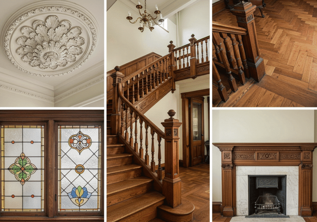 Collage of distinctive architectural details found in Harlem townhouses
