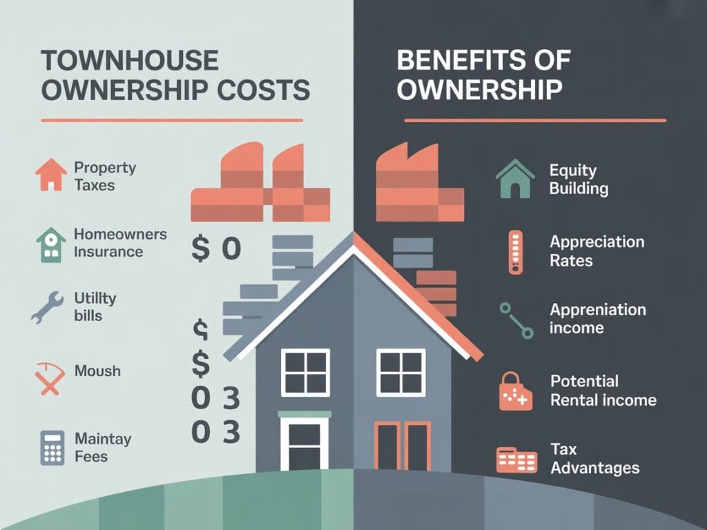 Visual breakdown of townhouse ownership costs versus benefits
