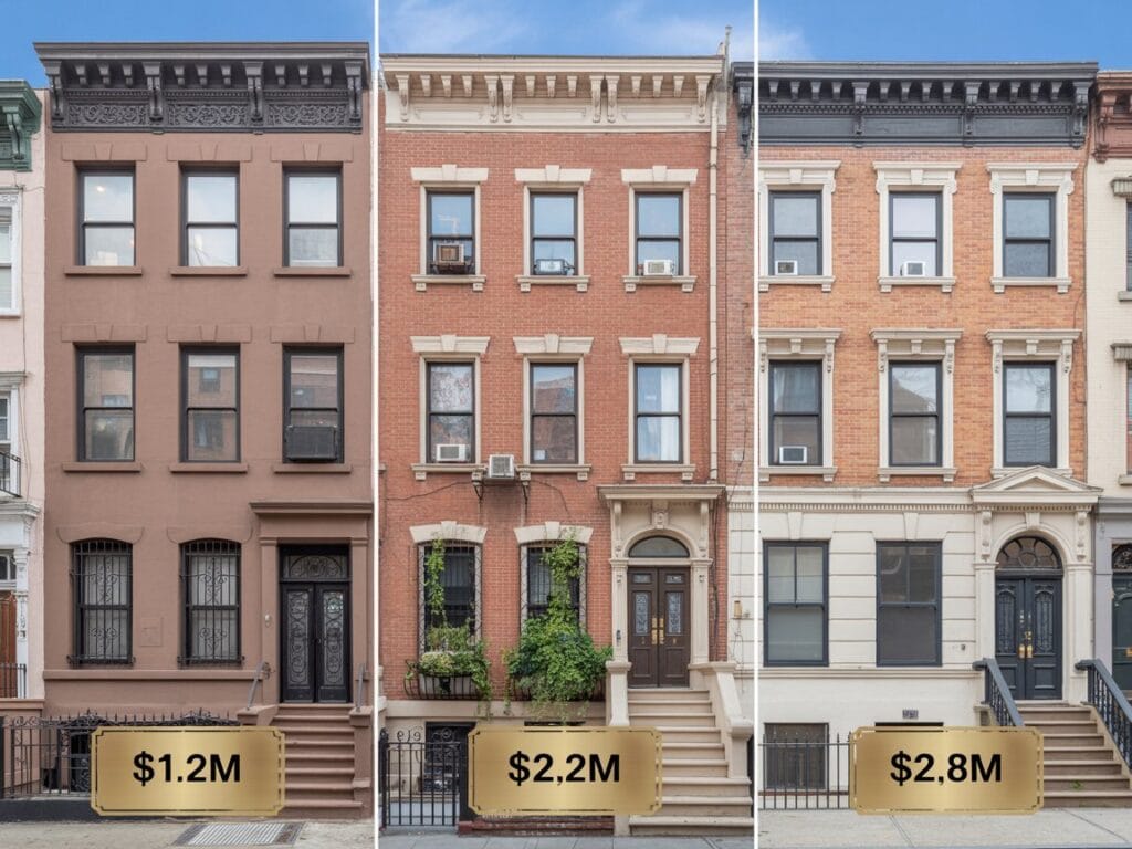 Best NYC Townhouses from 1M to 3M. Visual comparison of NYC townhouses at different price points